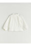 Ruffled Stand Collar Flower Embroidery Girl's Blouse (W5) - 4
