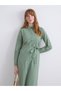 Vizyon New Season Plus Size Belted Waist Poplin Shirt Dress - 4
