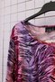 Women's Plus Size Lycra Crew Neck Colorful Zebra Patterned Three-Quarter Sleeve Mother Combed Cotton T-Shirt Blouse - 4