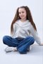 Girl's Hooded Cardigan Sweatshirt with Kangaroo Pocket and Full Zipper - Gray
