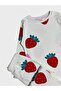 Girl's 100% Cotton White Strawberry Patterned Long Sleeve Pajama Set - 3