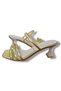 Gold Color Mirror Material Beige Goblet Heeled Women's Sandals - 7
