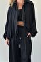 Black Bomber Satin Jacket - 9584 - 6