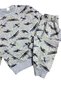Boy's Cotton Gray Color Airplane Patterned Long Sleeve Seasonal Pajama Set - 4