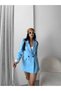 Blazer Jacket Women-Button Detail Striped Inner Lining Blazer Jacket - 5