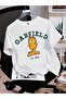 Unisex White Garfield 1978 Printed Oversize