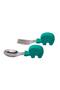 Baby Elephant Food Short Handle Children's Stainless Steel Fork Spoon Green - 3