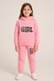Girl Printed Kids Hooded Premium Compact Sweatshirt Tracksuit Set - 2 Piece Sport Set