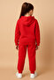 Leopard Heart Printed Children's Hooded Premium Compact Sweatshirt Tracksuit Set - 2 Piece Sport Set - 2