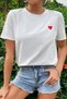 Women's White Small Heart Printed Oversize