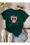 Women's Nefti Green Owl Printed Oversize