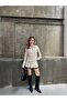 Polo Collar Buttoned Sweater and Pleated Skirt Knitwear Set