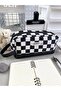 Kavai Pen Holder Pencil Case Multi-Function Multi-Compartment Checkered Pattern - 4