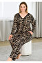 Pajamas Long Sleeve Top Buttoned Plus Size Viscose Fabric Pajamas Set 11372 - 2