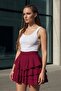 Burgundy Ruffled Wrap Mykonos Women's Mini Skirt - 2