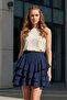 Navy Blue Ruffled Wrap Mykonos Women's Mini Skirt
