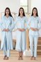 Women's Blue Special Design Long Sleeve Winter Cotton Maternity Maternity Dressing Gown Pajama Set Nightgown Set - 2