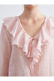 Lcw Vision Pink V-Neck Ruffled Chiffon Blouse - 3