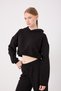 KADIN CROP KAPŞONLU ÜÇ İPLİK BASIC SWEATSHİRT