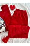 Speckled Patterned Red Fleece Pajama Set - 7