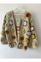 Square Motif Rose Hand Knitted Cardigan Jacket, Compatible with Sizes 36-42