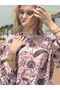 Women’s Pink Floral Paisley Satin Top – High Neck Boho Chic Blouse - 7