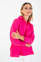 Women's Pink Oxford Textured Fabric Relaxed Fit Pocketed Shirt Poplin - Stylish and Practical - 4