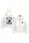 Oversized Zippered White Unisex Hooded Cardigan with Mask Detail