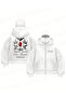 Oversized Zippered White Unisex Hooded Cardigan with Mask Detail