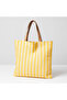 Striped Canvas Women's Hand Shoulder Bag with Zipper Inside Pocket - 2
