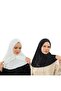 Women Snap Button Lycra Ninja Instant Hijab, Jersey Fabric- Black & White Set