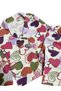 Girl's 100% Cotton Ecru Colored Hearts Patterned Shirt Collar Buttoned Pajama Set - 3