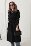 Long Cashmere Winter Women's Coat with Belted Pockets, Black - 4
