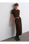 10651 Crew Neck Soft Textured Short Sleeve Knitwear Sweater-Brown - 3