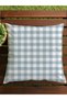 Blue Gingham Printed Velvet Throw Pillow Cover 43X43Cm - 2