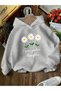Winter Hooded Sweatshirt, Kids Grow Positive Daisy Printed