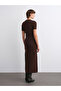 10651 Crew Neck Soft Textured Short Sleeve Knitwear Sweater-Brown - 2