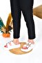 White Skin Gold Buckle Double Strap Women's Slippers - 2