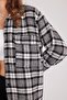 Women's Relax Fit Comfortable Cut Snap Button Double Pocket Checkered Winter Collared Coat Shirt - 3