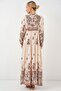 Bdart Buttoned V-Neck Patterned Maxi Dress - 6