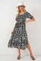 Bdart Floral Midi Dress with Square Neckline and Slit - 4