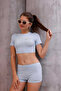 Women's Light Blue Short T-Shirt Shorts Set Msc8002 - 5