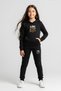 3-Piece Girls' Tracksuit Set with Hooded Kangaroo Pocket Print Detail - 3