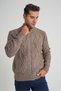 Men's Milk Coffee Pocket Zippered Walking Hair Braided Wool Cardigan Trist-5355 - 2