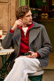 Men's Double-Breasted Cropped Cashmere Coat Jacket Gray - 2