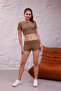Women's Brown Short T-Shirt Shorts Set Msc8002 - 2