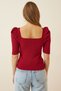 Square Neck Ribbed Crop Blouse Lgt0011 Bordo - 3