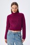 6855 Women's Stand Collar Hair Braided Knitwear Sweater Purple