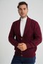 Men's Burgundy Checkered Patterned Shawl Collar Buttoned Wool Cardigan Trist-5359 - 2