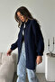 Women's Long Sleeve 100% Cotton Oversize Shirt Navy Blue - 26K 2012 - 2